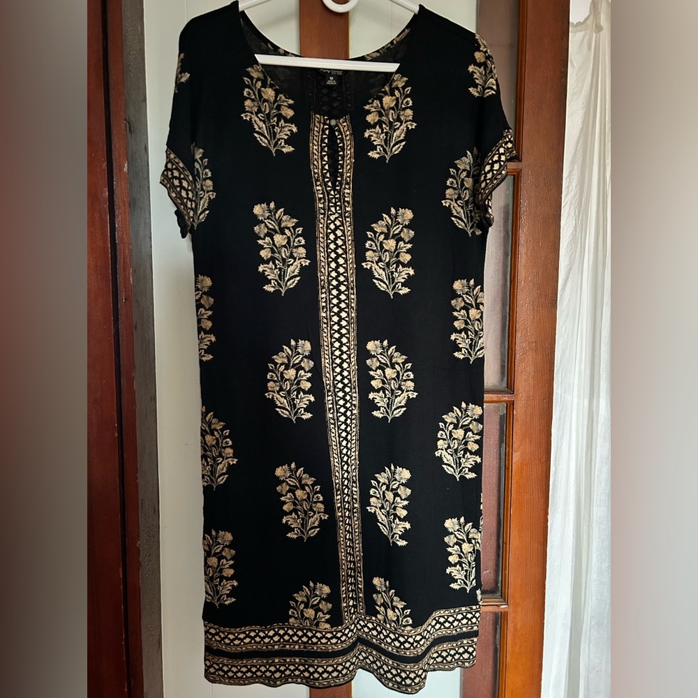 Lucky Brand Black and Gold Floral Dress/Tunic